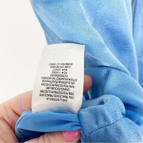 Alice & Olivia Diana Satin Ruched Satin Slit Maxi Dress Blue Formal Evening - Picture 10 of 15